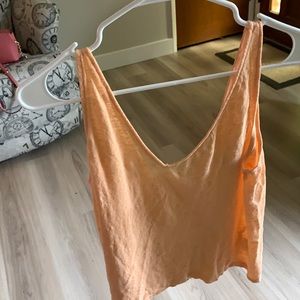 Orange cropped scoop neck tank